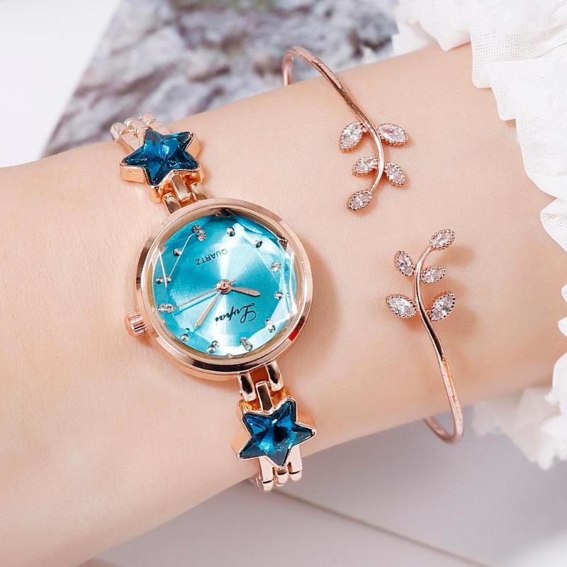 

Wristwatches Luxury Starry Sky Bracelet Watches For Women Rose Gold Dress Ladies Quartz Wrist Watch Rhinestone Fashion Clock Relogio Feminin, Silver white