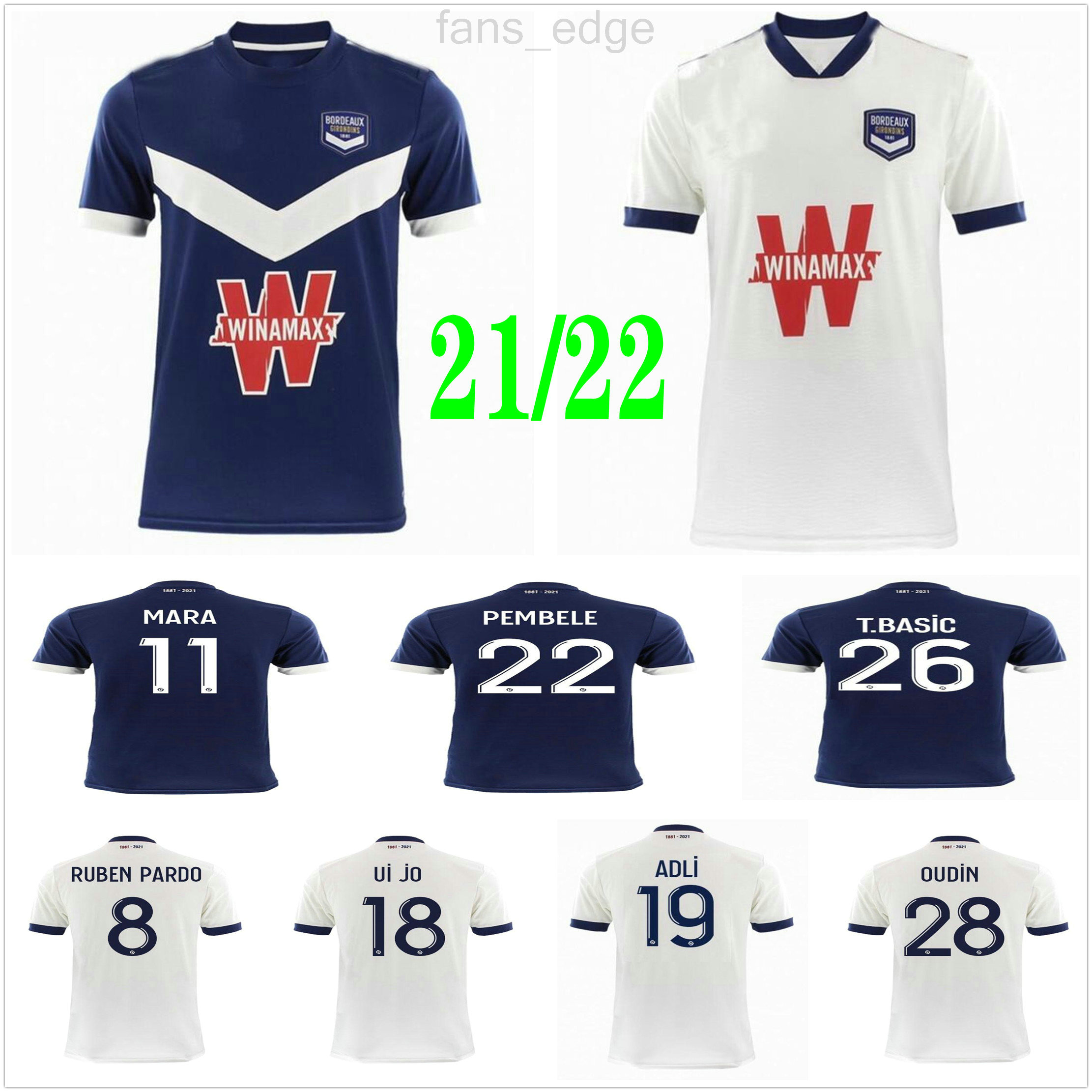 

2021 2022 Maillot Girondins de Bordeaux Soccer Jerseys BRIAND .KALU KAMANO BENITO ADLI OUDIN T.BASIC PEMBELE RUBEN PADRO MARA Custom 21 22 Home Away Football Shirt, White men size s-xxl