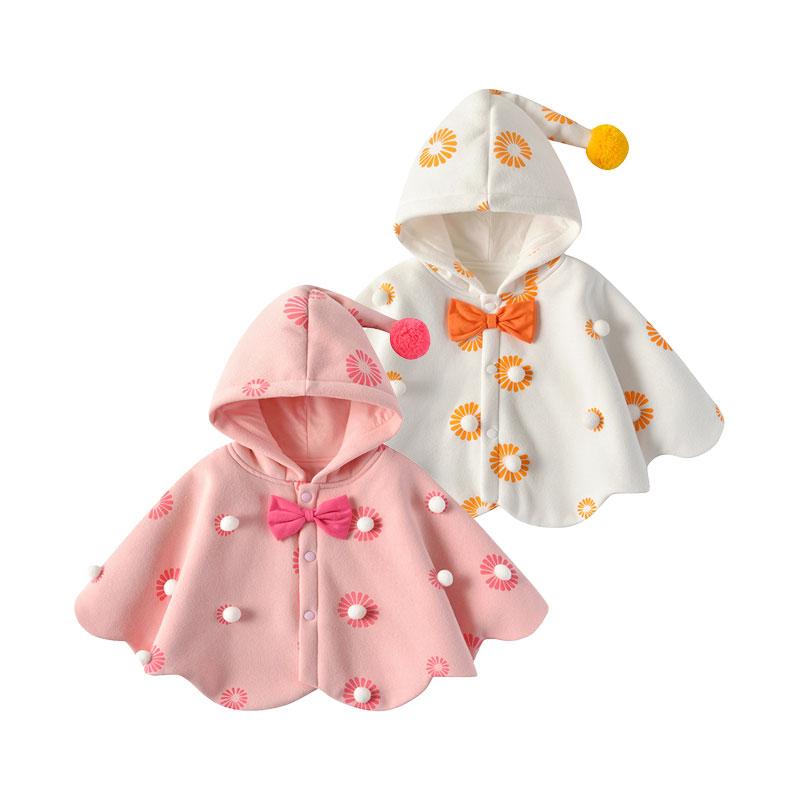 

Jackets Baby Cute Cloak Girl's Autumn And Winter Dress Children's Shawl Princess Fan Hooded Out Windproof, Beige