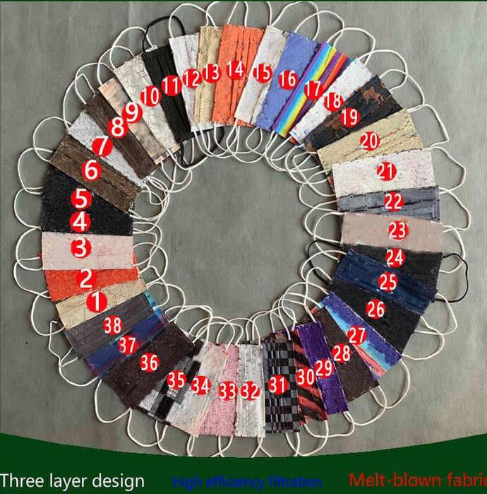 

#21-#39 Unisex 3 Layer Disposable Mask Adult Men Women 95% Filtration Efficiency Dustproof Prevention of Influenza Face Mouth Masks Style