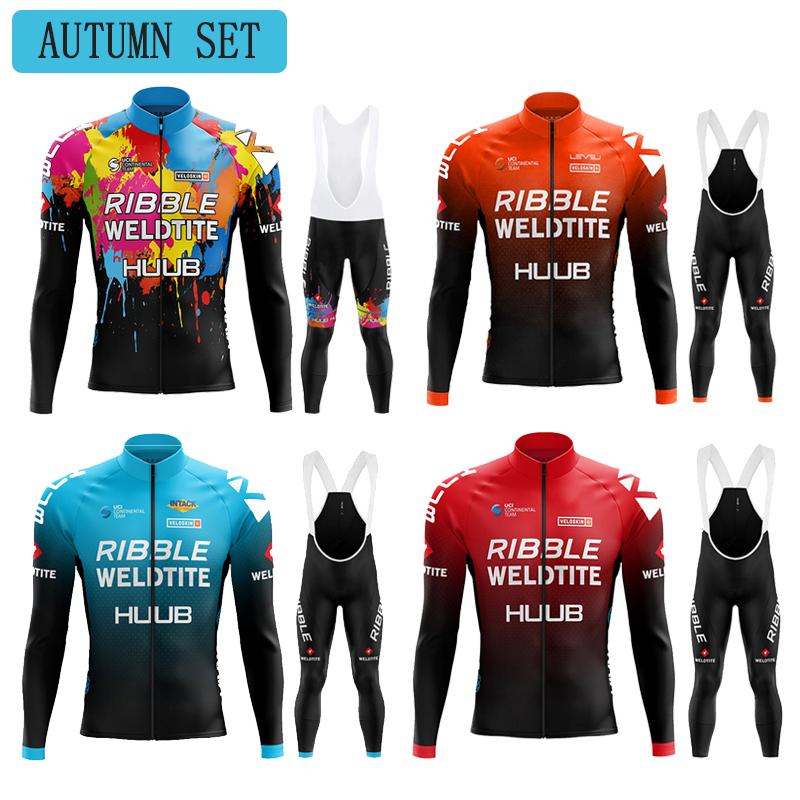 

Racing Sets Ribble Weldtite Cycling Clothes 2021 HUUB Long Sleeve Jersey Set Men's Mountain Bike Ropa Ciclismo Maillot, Black;blue