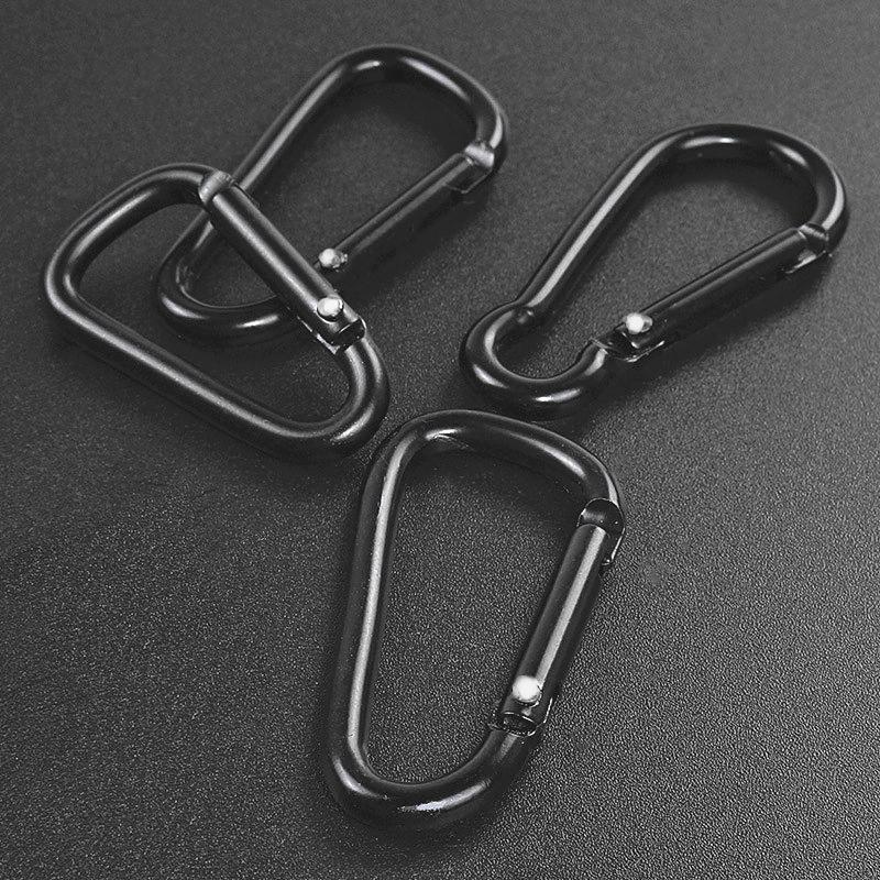 Practical 10 Pcs Black D Shaped Aluminum Alloy Carabiner Hook Keychain Climbing Equipment Karabiner Mosqueton Cords, Slings And Webbing-image-689015128
