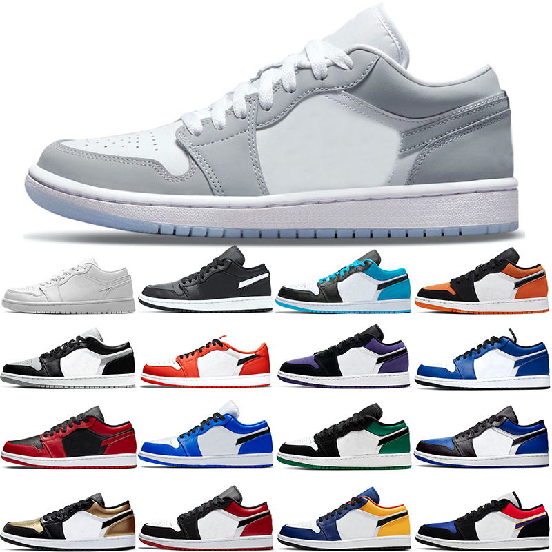 

Jumpman 1 Low Basketball Shoes 1s Men Women Travis Dark Mocha Triple White Black Game Royal Court Purple Mens Sports Trainers Sneakers Size 36-45, #13 blue orange combo 36-45