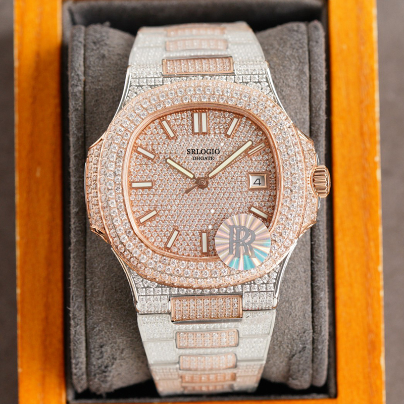 

Top Full Diamond Mens Watches Automatic Mechanical Watch 40mm Fashion Business Wristwatches Montre De Luxe Gifts Two-color, Customize