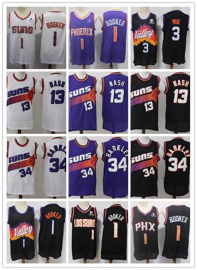 

Mens\rPhoenix\rSuns\rThrowback Steve 13 Nash Charles 34 Barkley Devin 1 Booker Chris 3 Paul Basketball Shorts Basketball Jerseys 3X, Black