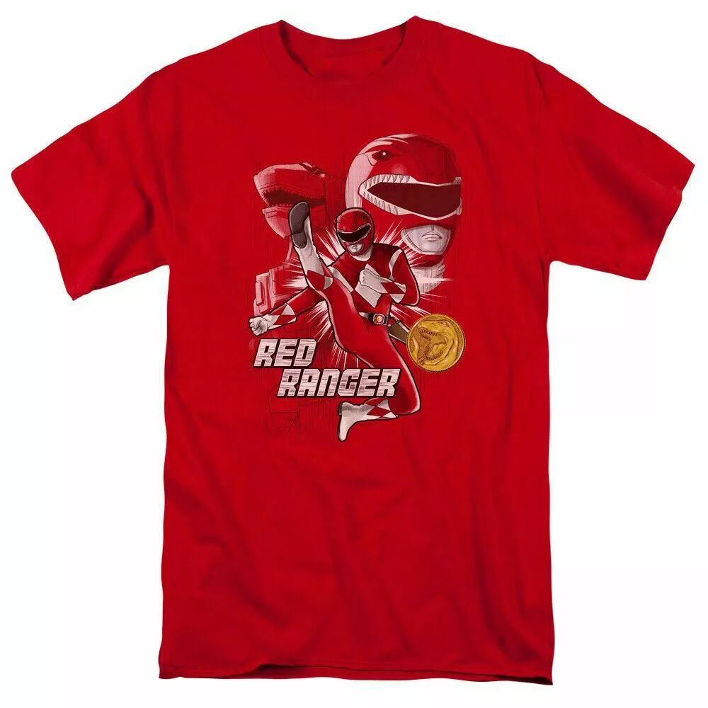 Mighty Morphin Power Rangers Red Ranger T Shirt Mens Licensed Classic TV Red-image-693865241