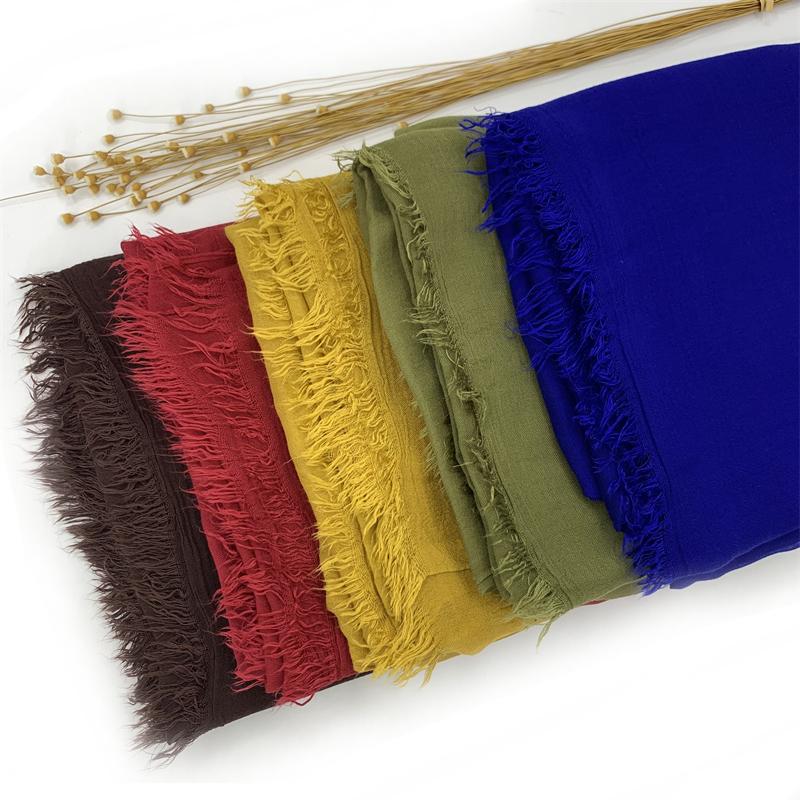 

Scarves 1Pcs Cotton Solid Plain Scarf Malaysia Muffler Tassels Simple Style Women Soft Shawls, Blue;gray