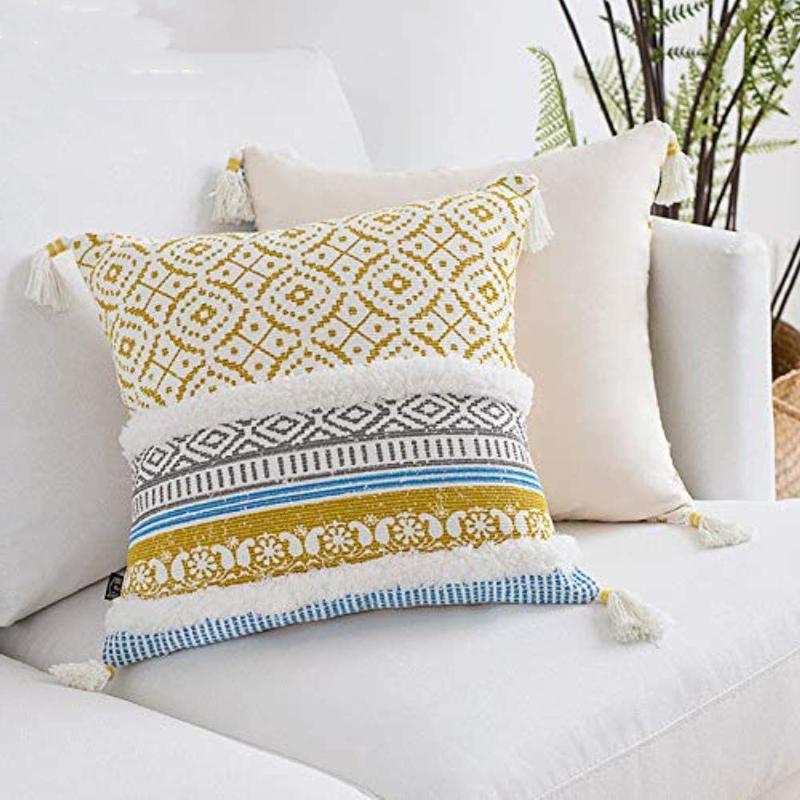 

Pillow Case Vintage Tufted Decorative Throw Cover With Tassels Sofa Bed Cushion Room