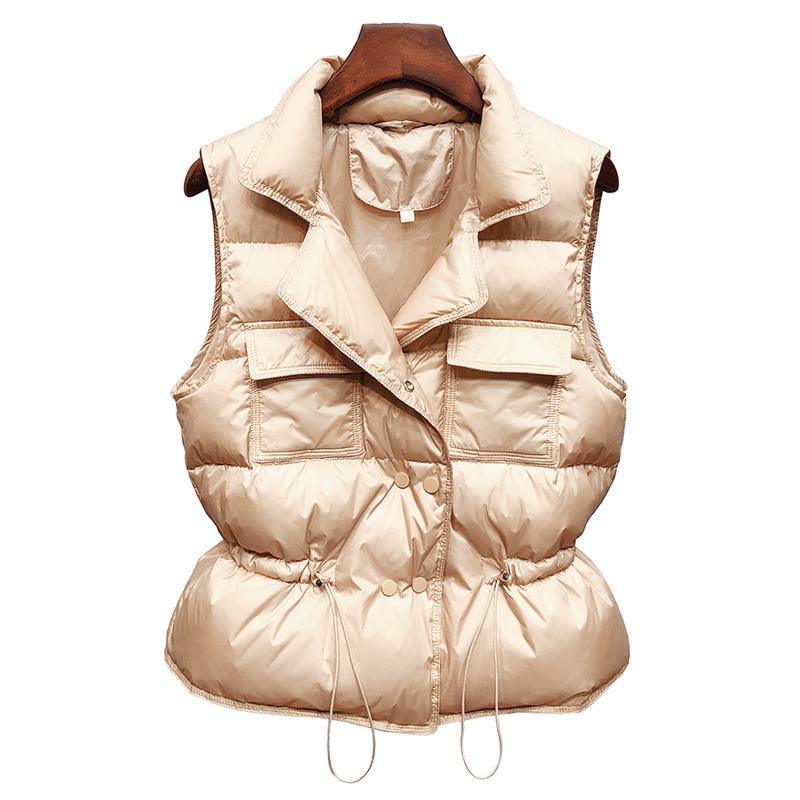 

Women' Vests Vest Light Down Jacket Short Windproof Warm White Sleeveless, Black