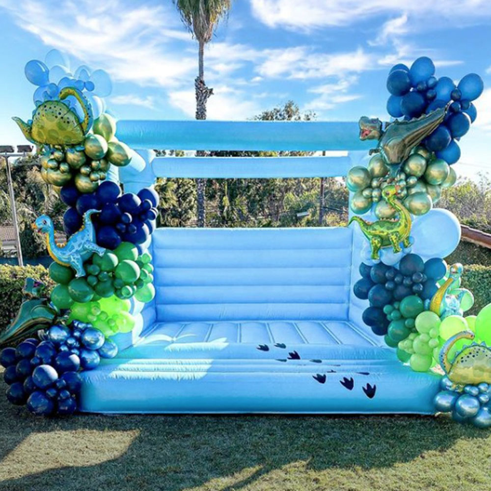 

Good quality bouncy castle sky blue inflatable wedding bouncer bridal full PVC bounce house commercial wedding's tent inflatables jumping