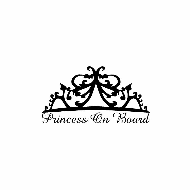 

17CM*9.1CM Princess On Board Car Sticker Personality Beautiful Crown Vinyl Decals Black/Sliver C14-0085