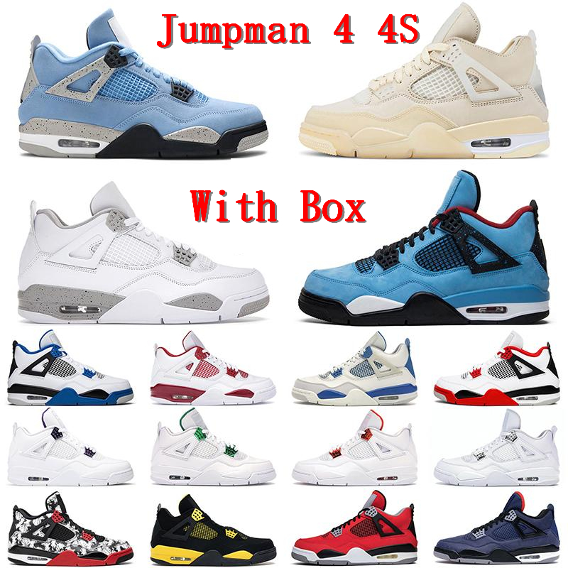 

Designer Sport shoes aj4 Men Women Basketball jordan4s New Jumpman Sneakers Size 12 Black Cat Fire Red Bred IV Cactus Jack Trainers36-45