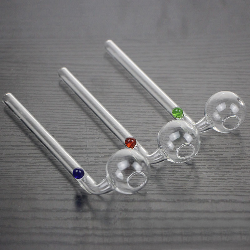 

Clear Thick Pyrex Glass Oil Burner pipe with colorful point hookah Bent shape