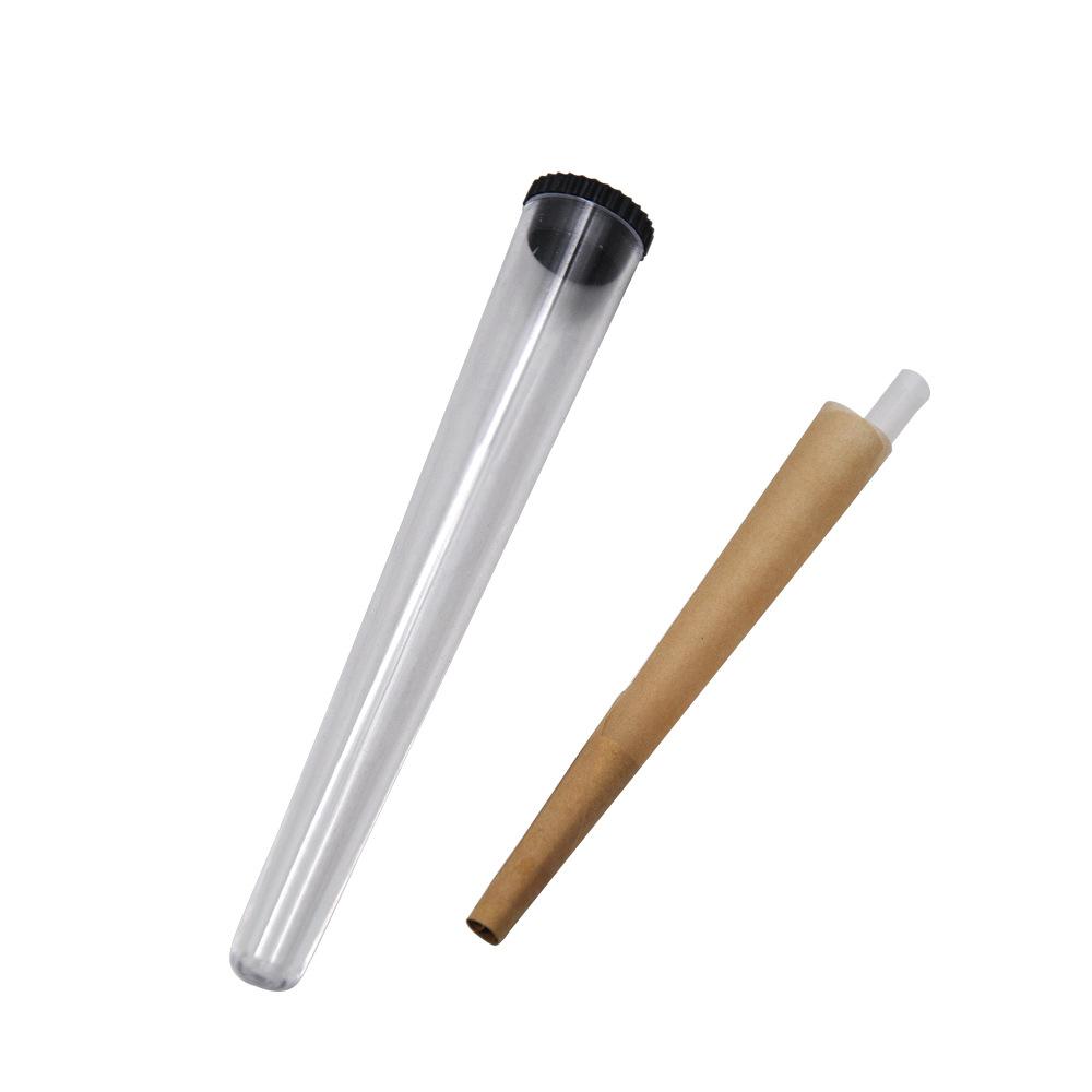 

110mm pre roll packaging plastic conical preroll doob tube joint holder smoking cones clear with white lid Hand Cigarette