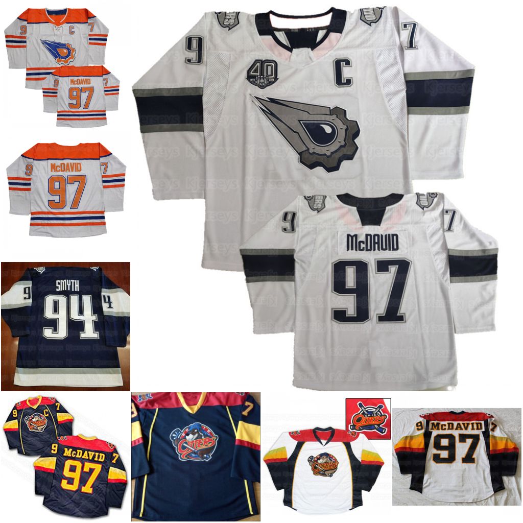 

Vintage 97 Mcdavid 94 Ryan Smyth Hockey Jerseys Edmonton Oilers Koho Women's Youth Oil Gear Navy Jersey Sewing Custom Any name and code Size S-4XL, Custom name and number