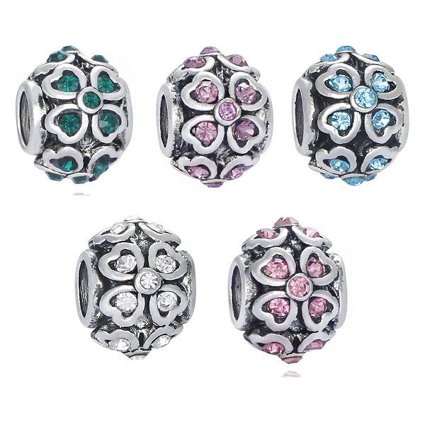 

Fits Pandora Bracelets 20pcs Four Leave Clover Crystal Silver Charms Beads Fits pandora Charms Bracelet Necklace For Jewelry Making 925 Sterling Silver Charms