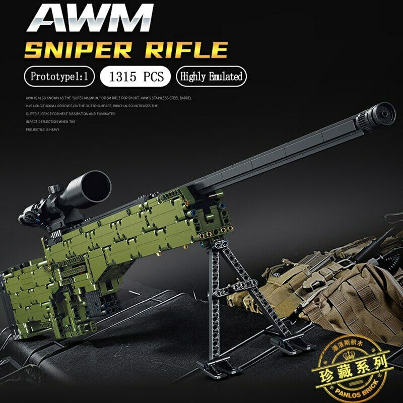 

Model Kits 1315Pcs 1:1 AWM Sniper Rifle Building Blocks Weapons Gun Toys for Kids