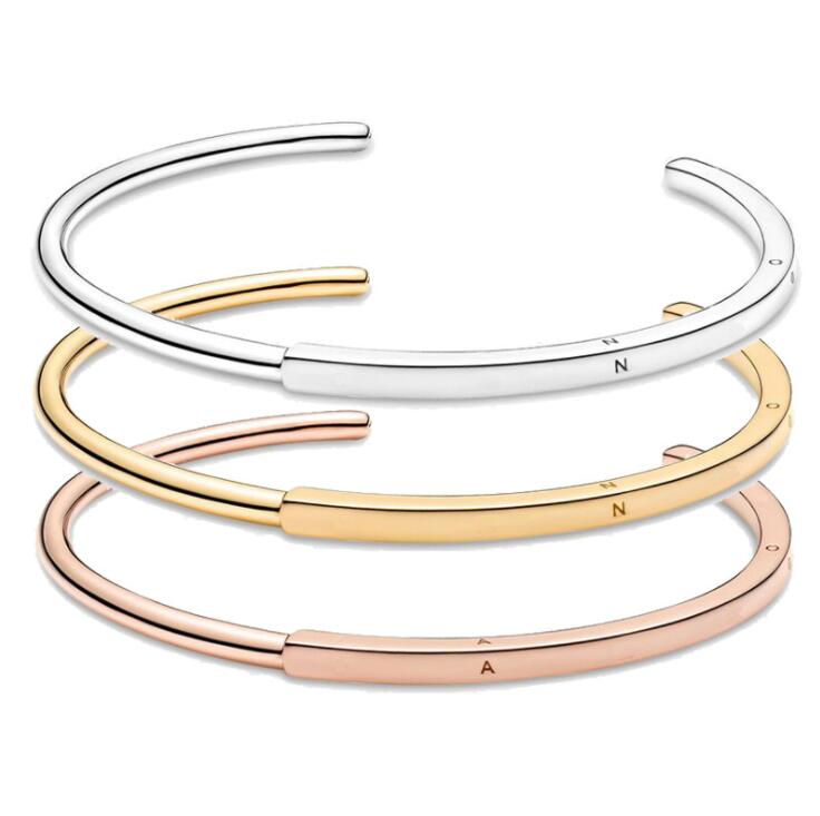 

2021 European Fits Pandora Beads Bracelets S925 Sterling Silver Rose Gold Signature ID Bracelet For Women Ladies Fine Jewelry, Romantic Gift