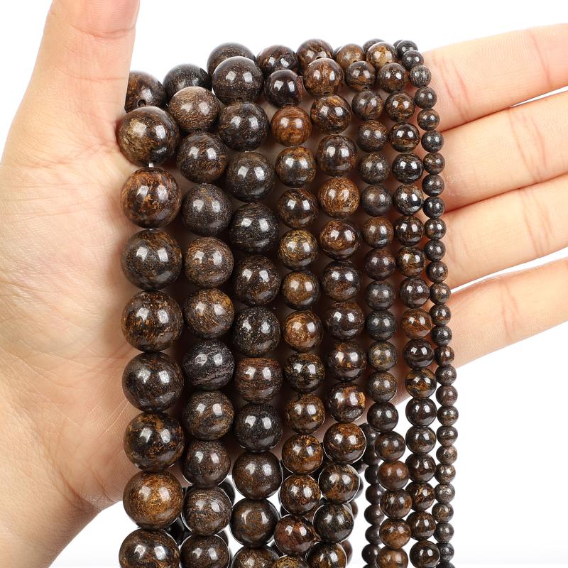 

Other Natural Stone Bronze Charm Round Loose Beads For Jewelry Making Needlework Bracelet Diy Strand 4-12MM