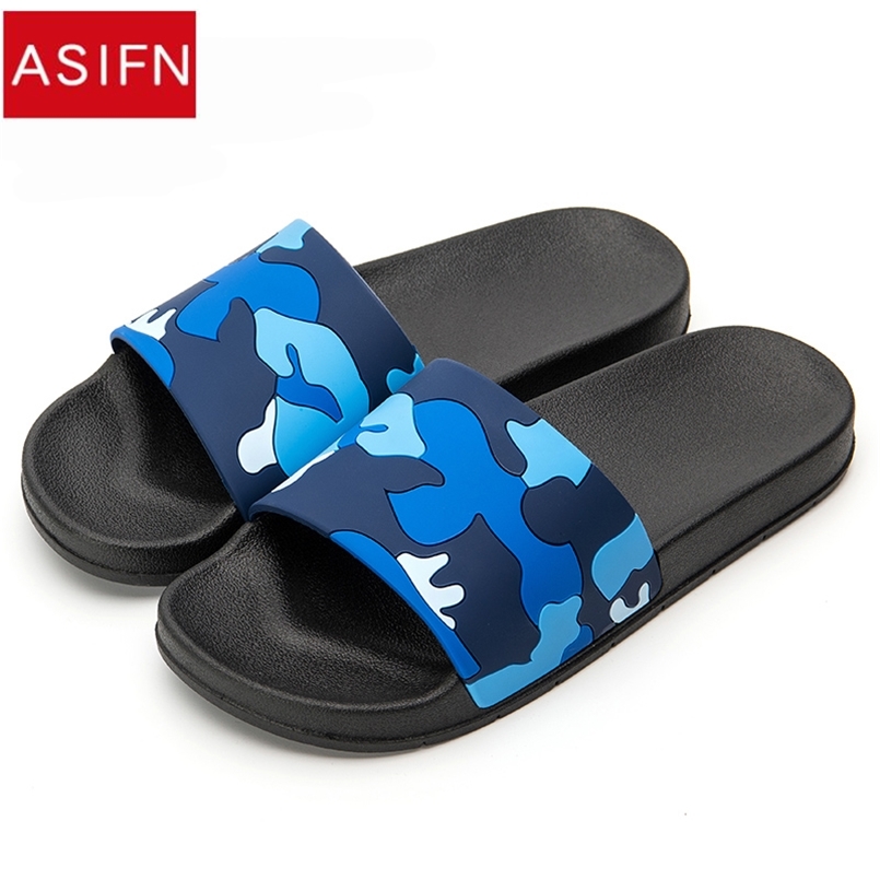 

ASIFN Men's Slippers Flip Flops Camo Casual Slides Men Shoes Non-slip Beach Summer Sandals 4 Colors Zapatos Hombre 210607, Blue