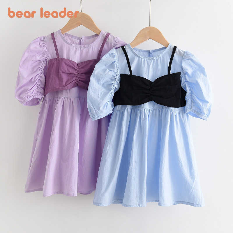 

Bear Leader Girls Princess Party Dresses Fashion Summer Baby Girl Solid Patchwork Vestidos Kids Cute Casual Clothes For 2-6Y 210708, Ah5336blue