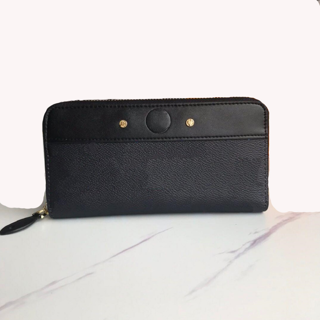 

Designe zippy wallet purse genuine leather womens card holder passport holders Folded purses women classic pocke Clutch bag free ship, Multi white ribbon black #67234