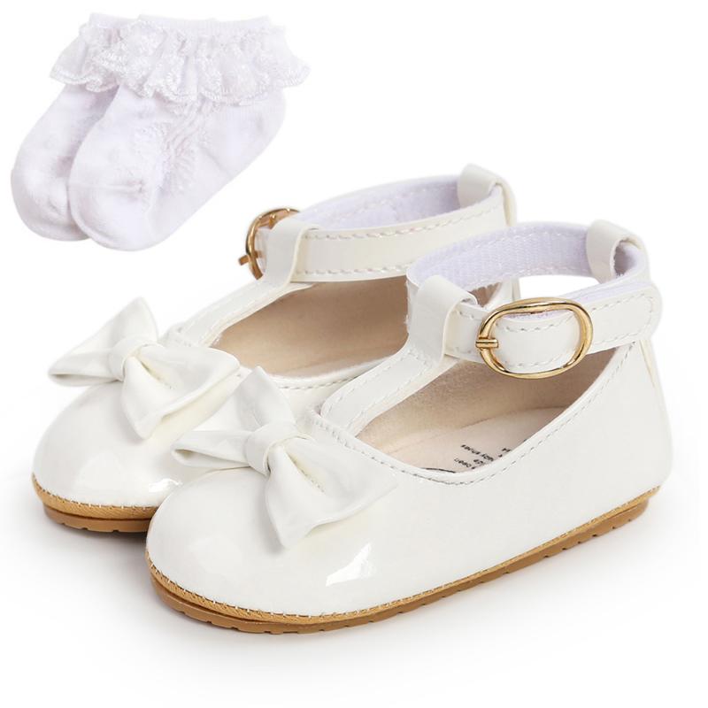

First Walkers ETOSELL Born Baby Sneaker + Crown Headband 0-18M Girls Soft Sole Bowknot Princess Wedding Shoes Infant Mary Jane Flats