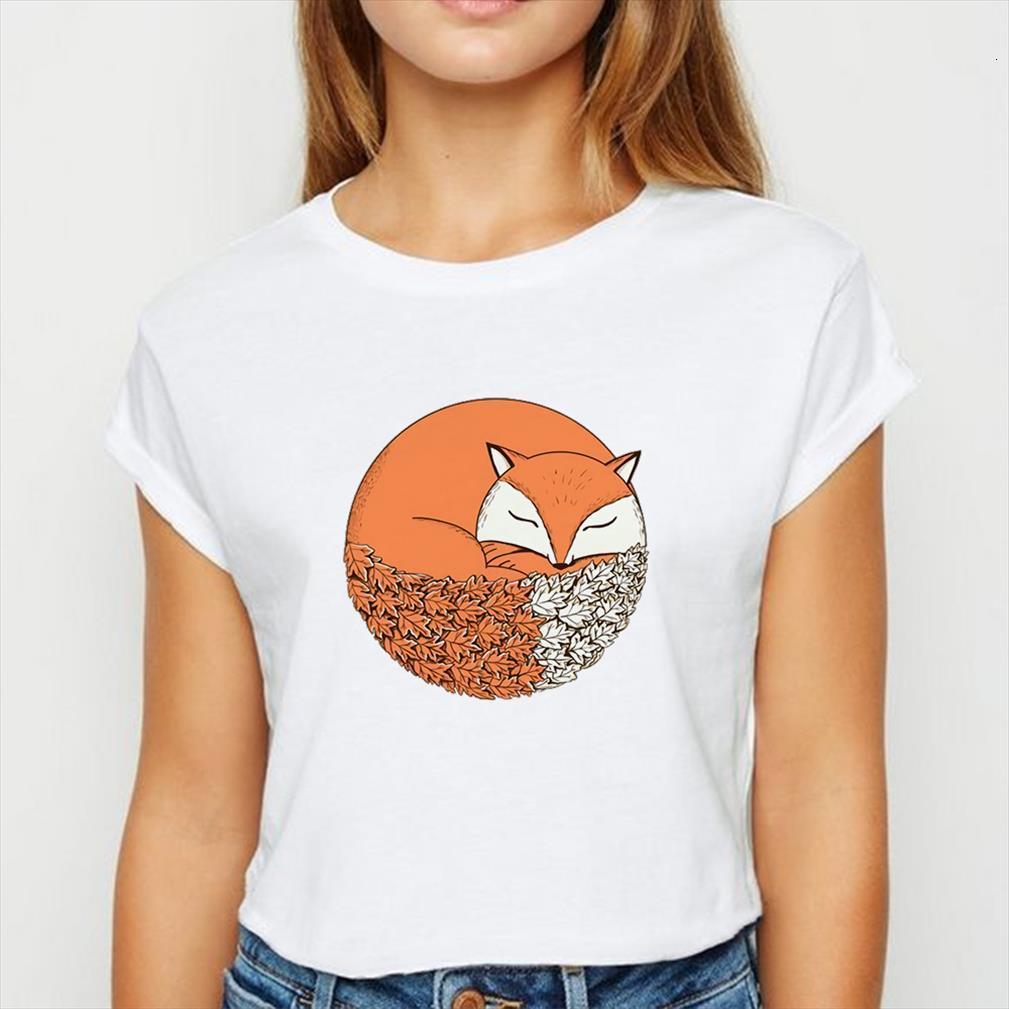 

fashion scenery fox and women mens t shirt loose spring summer mujer cute creative recreational o collar shirts, White;black