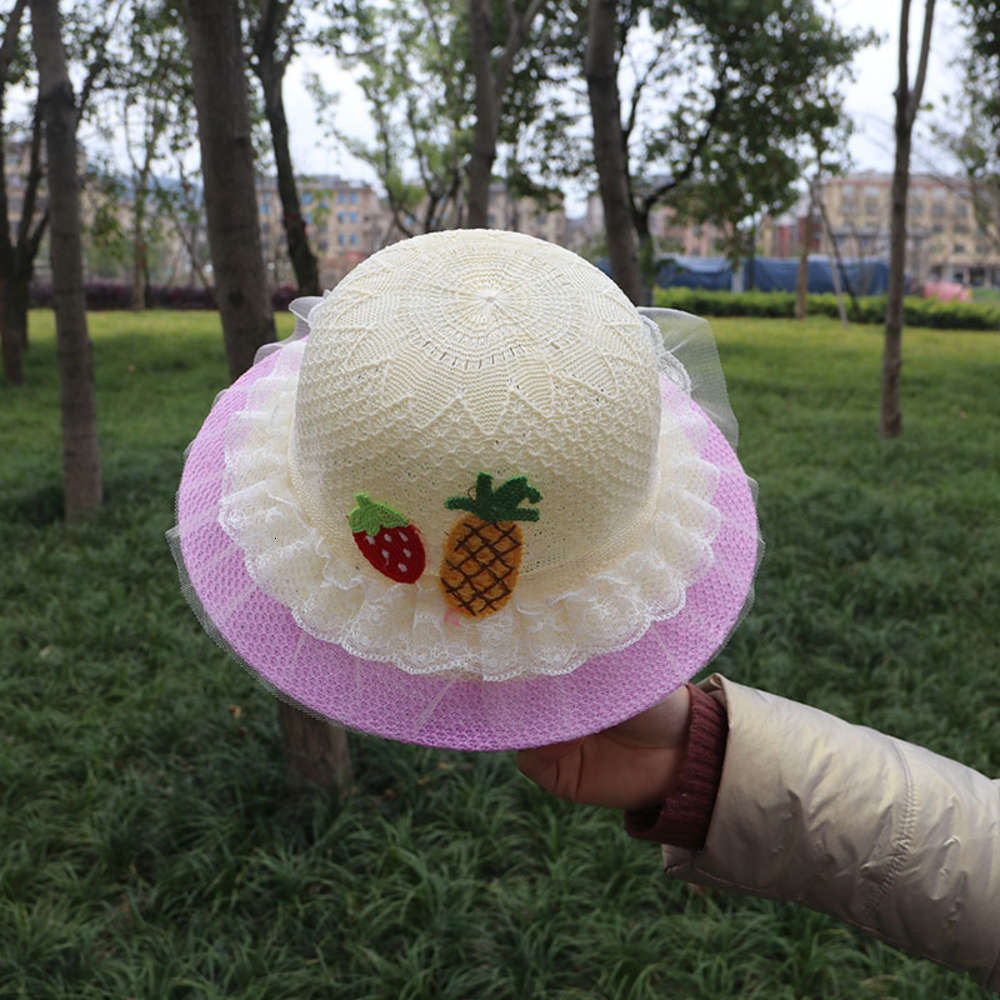 

Korean summer girls straw hat flower shape Princess Hat children sunscreen Beach, Yellow
