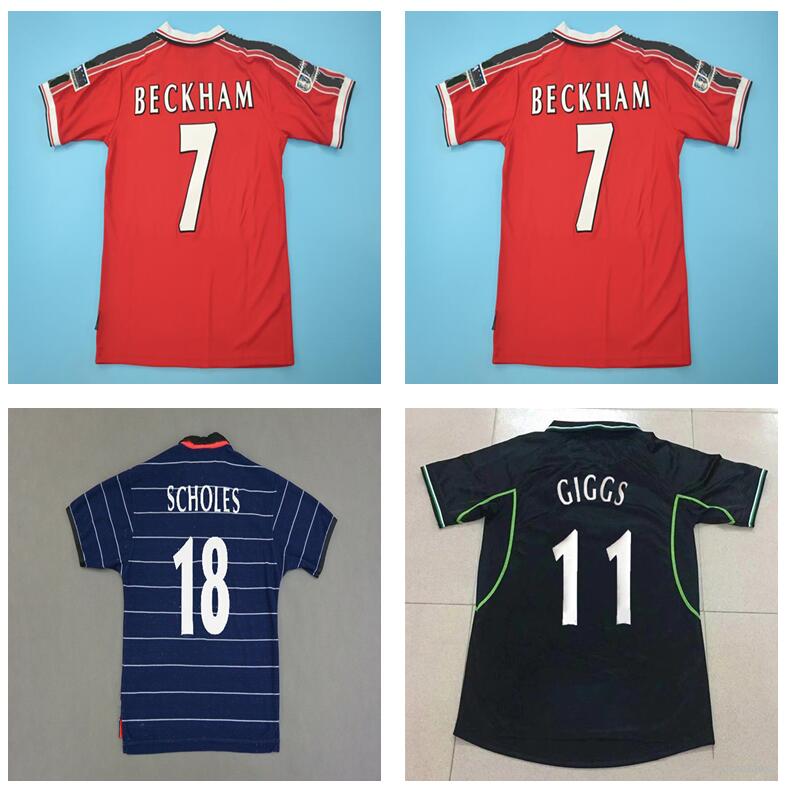 

MANCHESTER 1998 1999 2000 Retro Soccer Jersey MAN UTD Vintage Classic Football Shirt 98 99 00 red black SOLSKJAER BECKHAM SCHOLES GIGGS, Black;yellow