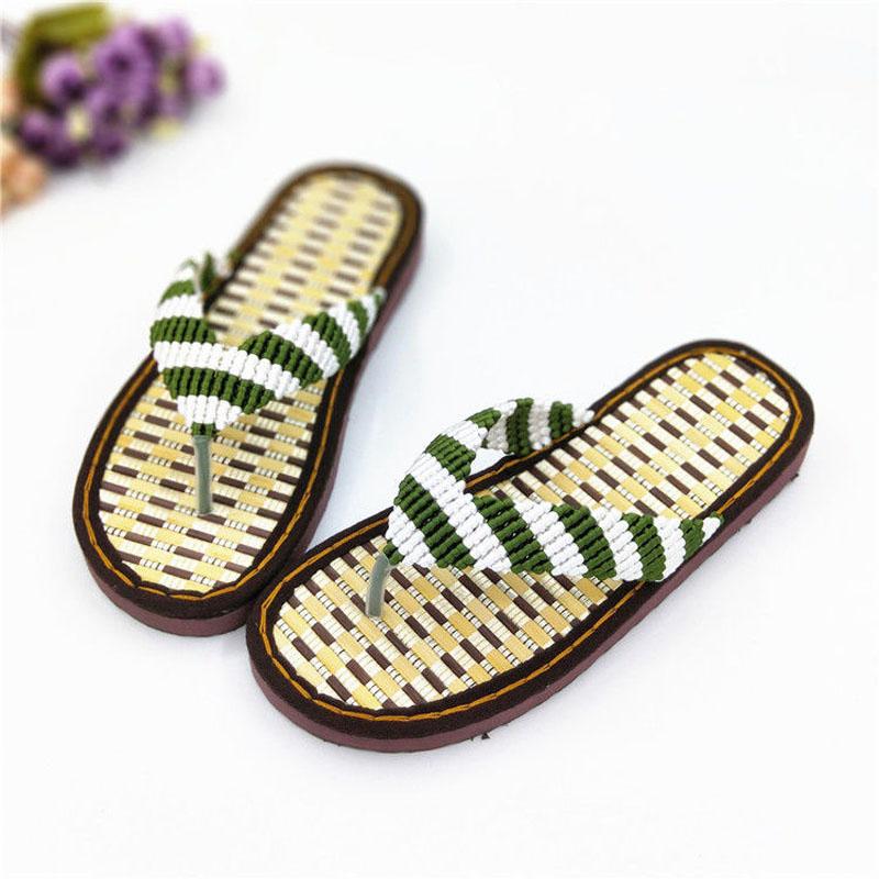 

Slippers Flip-flops Hand-woven Sandals Women Cool Comfortable Non-slip Wear-resistant Home Casual For Summer, Deep green