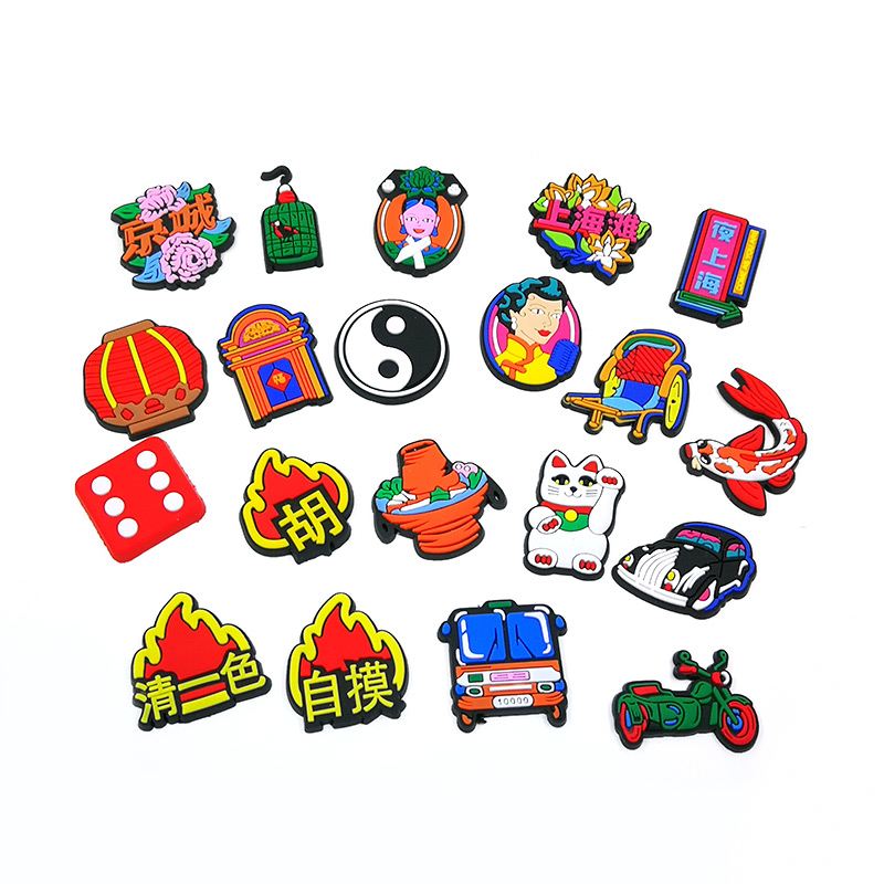 

moq=100pcs China styles croc charms Soft Pvc Shoe Charm Accessories Decorations custom JIBZ for clog shoes childrens gift, White;pink