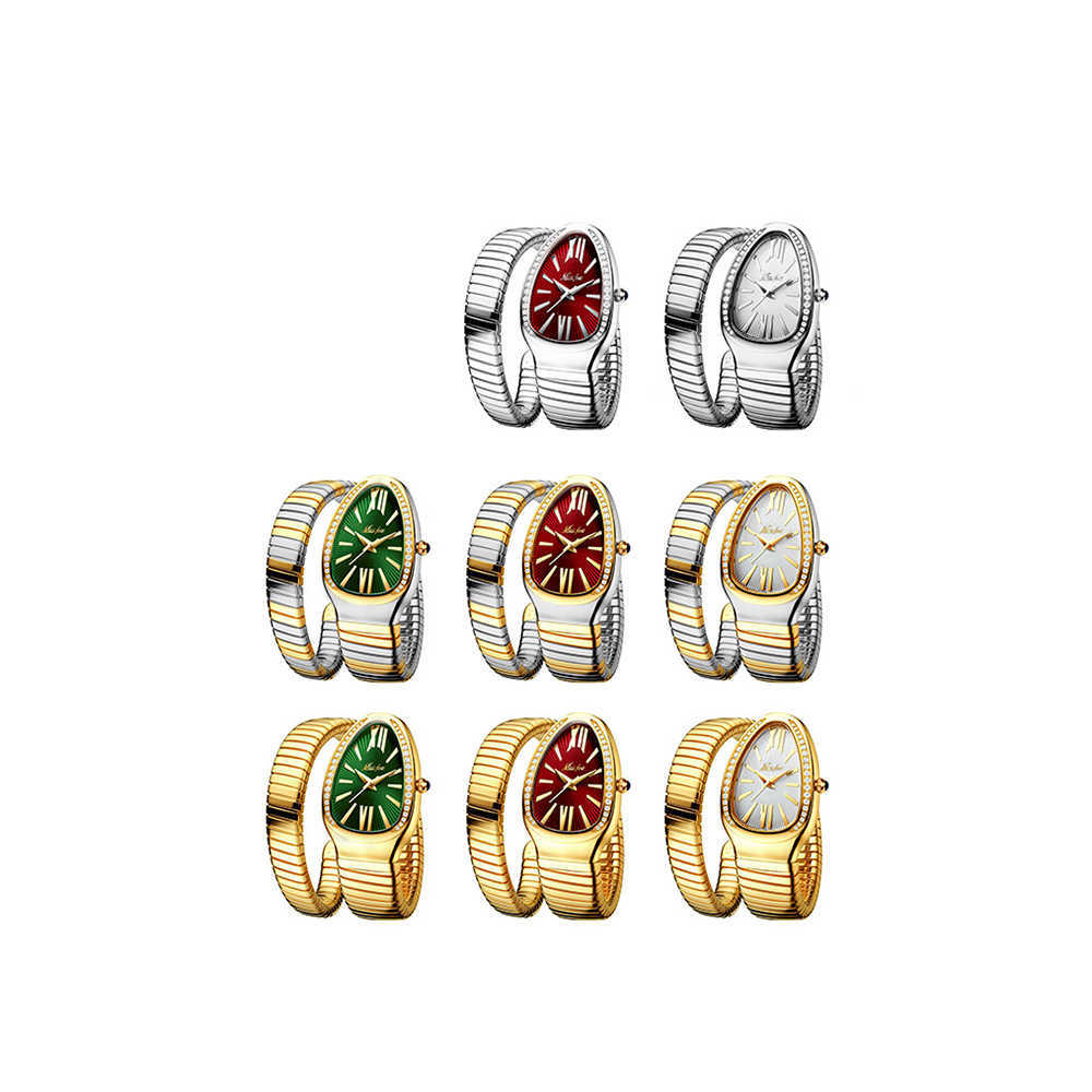 

Factory Direct Sales Watch Ladies Fashion Personality Snake Head Bracelet Stainless Steel Diamond Female Waterproof 210616, M2686-1