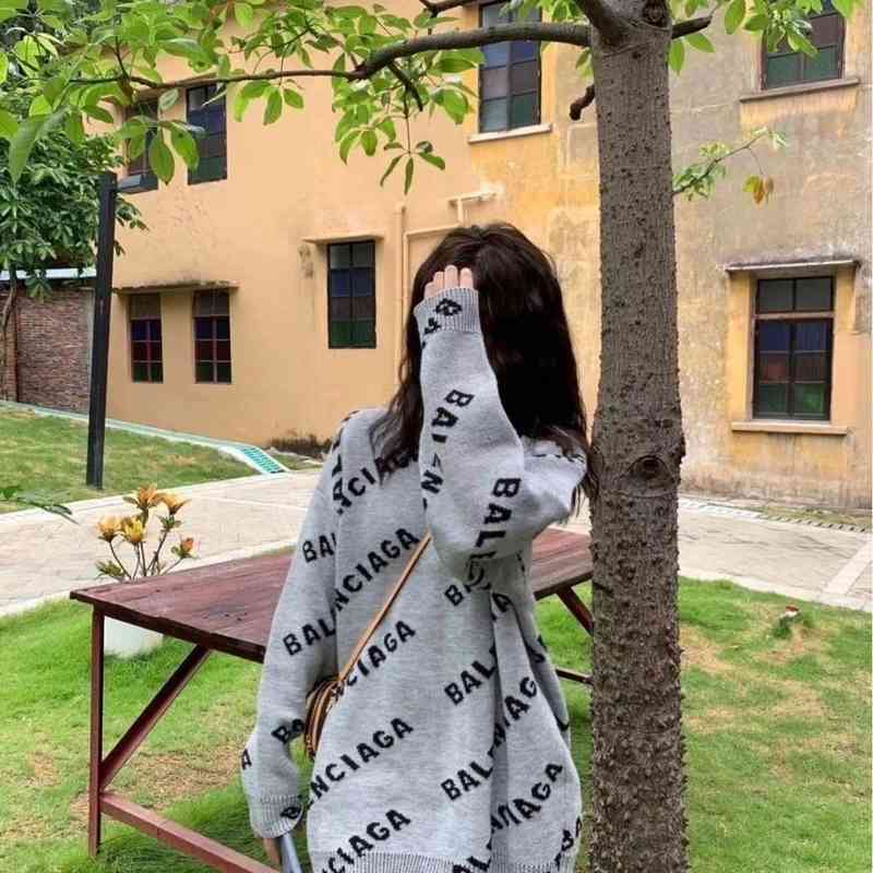 Banlencaigas fashion men's sweaters hoodies Paris women's sweater 2022 new autumn and winter loose dress jacquard letter medium and lon