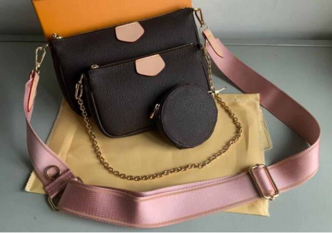 

New Women Favorite PU Fashion Handbags Multi Pochette Accessoires Purses Flower Mini Pochette 3pcs Crossbody Bag Shoulder Bags NO BOX, Green