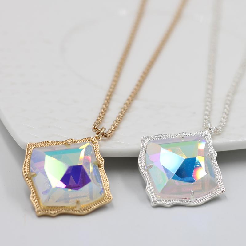 

Pendant Necklaces 2022 Winter Style Big Kite Shape Inlay 3D Clear AB Crystal Necklace For Women Fashion Jewelry Sweater Decoration