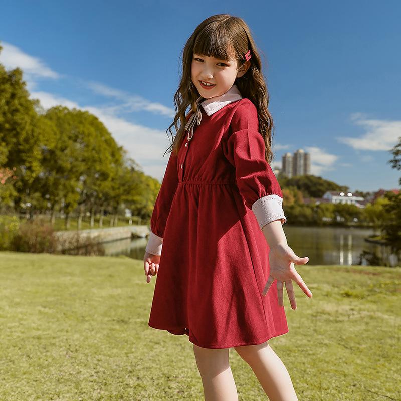 

Girl's Dresses Girl Dress Kids Baby Skirt 2021 Classic Thicken Warm Winter Autumn Princess Clothes Outwear Evening Gown Cotton Children Clot, Red