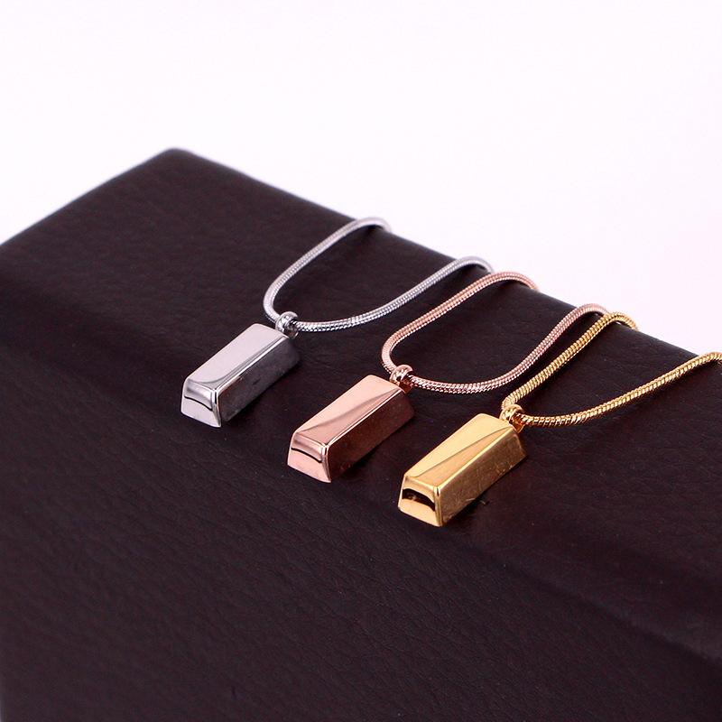 

Trendy 14k Real Gold Jewelry Small Bricks Cube Chain Necklace For Women Elegant Charm Famous Design Pendant Wedding Chains