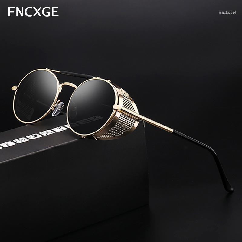 

Sunglasses 2021 Fashion Round Men Steampunk Women Retro Vintage Classic Sun Glasses Side Shield Male Goggle Metal Frame Gothic1