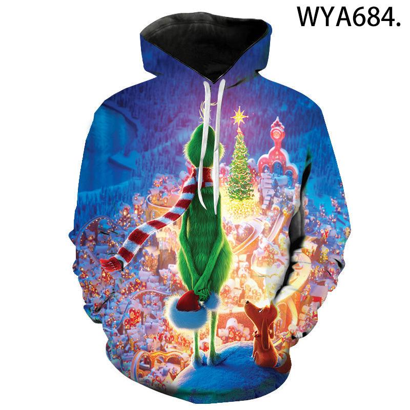 

Men's Hoodies & Sweatshirts 2022 Fashion Casual Boy Girl Kids Printed 3D Streetwear Christmas Men Women Children Long Sleeve Tops, Black