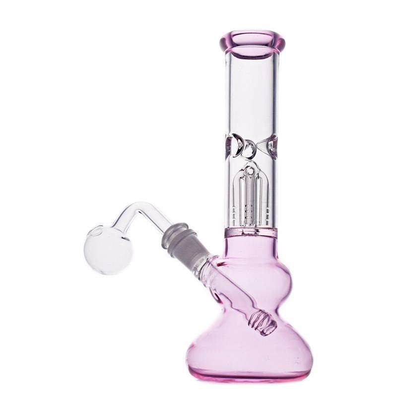 

Pink Glass Bong Water Pipe Smoking water Pipes with 4-Arms Tree filter honeycomb Percolator Recycler Oil Rigs 14 mm male joint