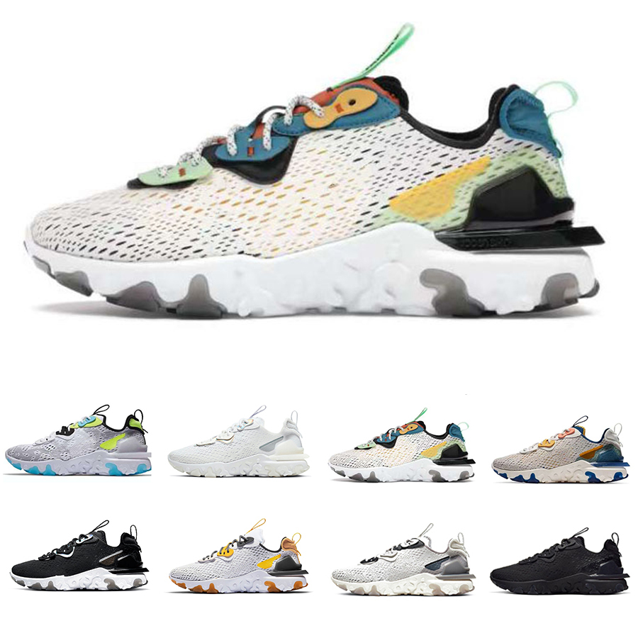 

react vision Honeycomb women men running shoes Triple Black Iridescent Laser Orange Vast Grey Worldwide Orewood Brown mens outdoor trainer, Pay for box