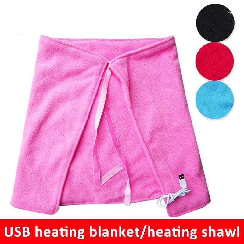 

Scarves 70*45CM Car Home Electric Heating Blanket Pad USB Shawl Shoulder Neck 5V Carbon Fiber Washable, Blue;gray