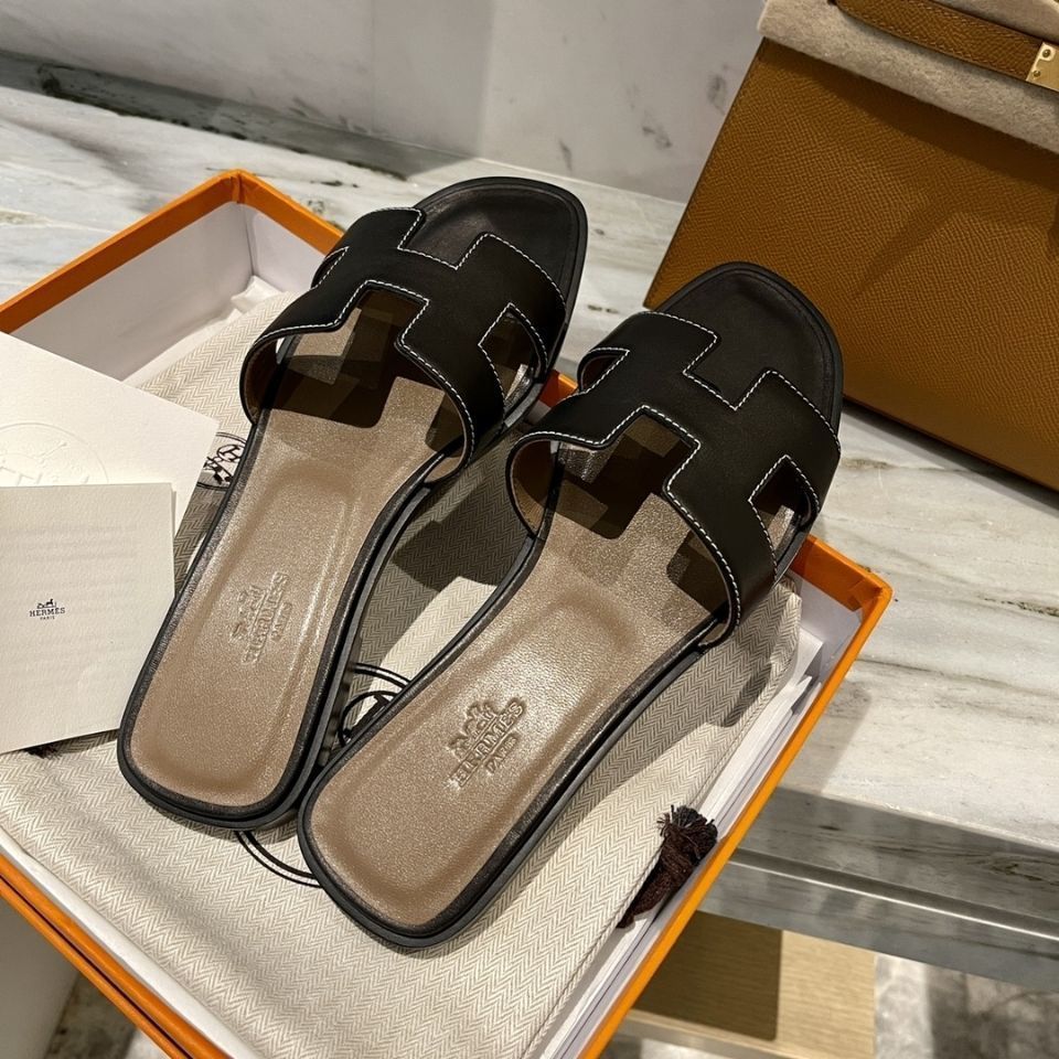 

Leather h Slippers Women's Summer Flat Bottomed Beach Shoes Flip Flop Leisure Cool Fashion 2021h Zlh, Black