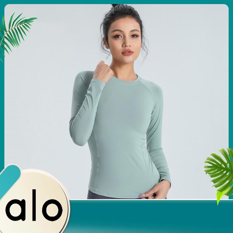 

Yoga Outfit Alo Women's Fitness Stretch Long Sleeve Fashion Sports T-shirt Sexy Outdoor Gym Workout Tops Running Casual