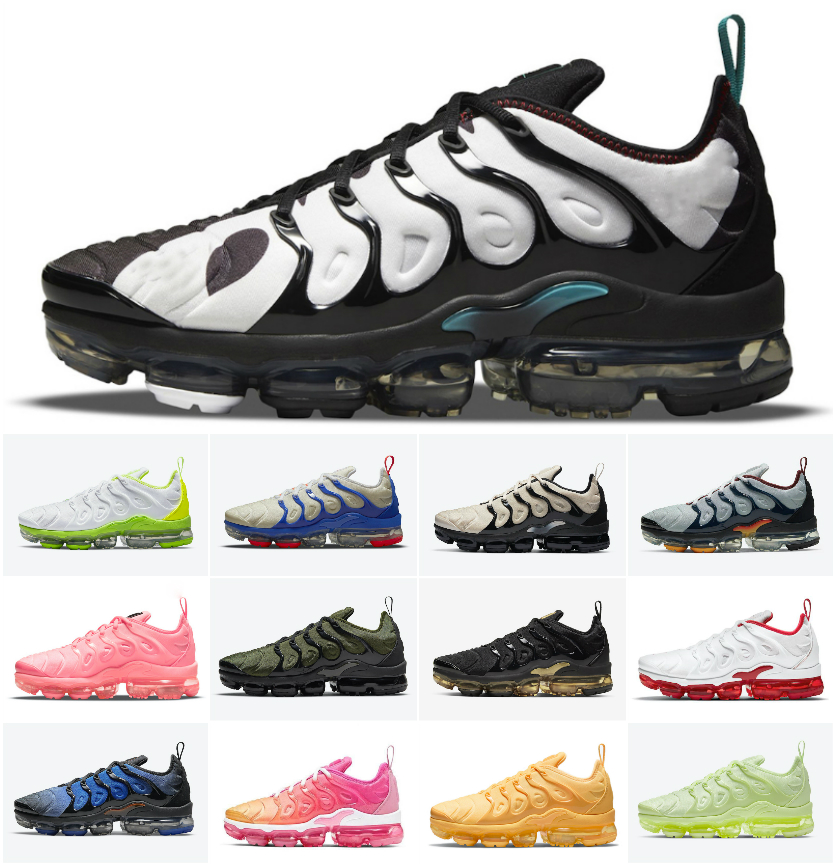 

TN Plus Running Shoes Men Knicks Black Bubblegum Yolk Cherry All Red Cool Grey Neon Olive Pure Platinum USA Dark Blue Mens Womens Outdoor Sports Trainers Sneakers 36-47, Bubble package bag