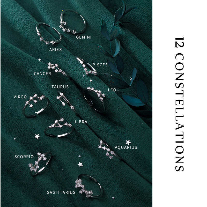 

Adjustable Fashion Twelve s Ring Charm 925 Sterling Silver Taurus Libra Leo Jewelry For Women Gift 210707