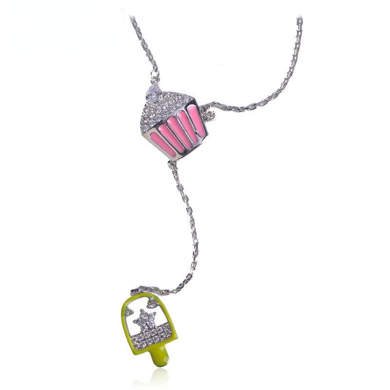 

Pendant Necklaces MECHOSEN Creative Cream Necklace Pink Yellow Enamel Brass Cubic Zirconia Fine Jewelry For Women Girl Kids Colar Boho