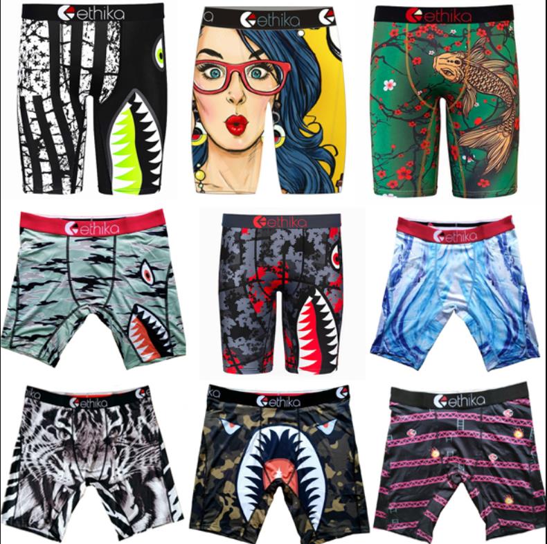 22 High quality Ethika Boxer Shorts promotion random style men's quick drying graffiti printed swimming trunks swimming underpants-image-742140846