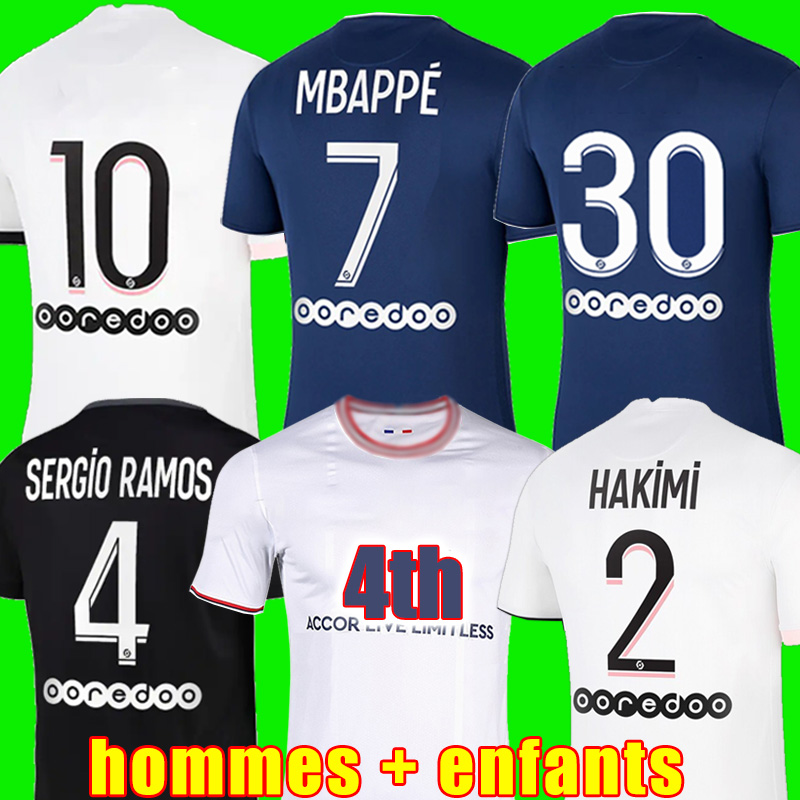 MBAPE HAKIMI Player # 30 Soccer Jersey Sergio Ramos 21 22 23 MAILLOTS DE FOOTBAT 2022 2023 Marquinhos Verratti PSGS Men Kid Kit Shirt Uniforms Ma